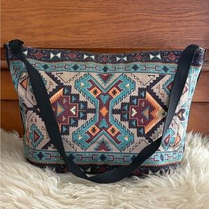 Canvas Textile Bohemian Southwestern Large Tote Bag